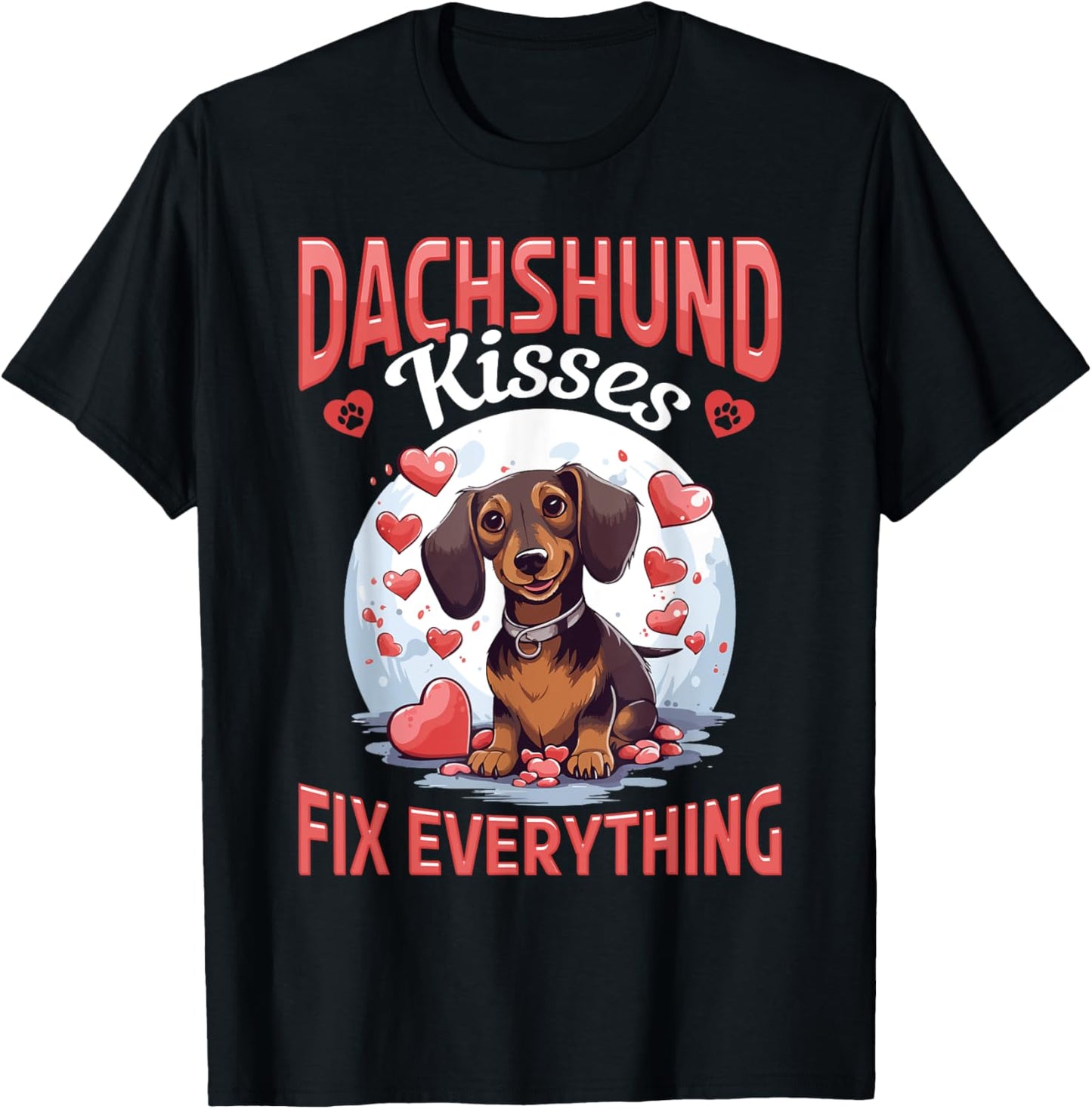 badger wiener sausage dog Dachshund kisses Fix everything Men Women Girls Kids T-Shirt - T-Shirt | Black