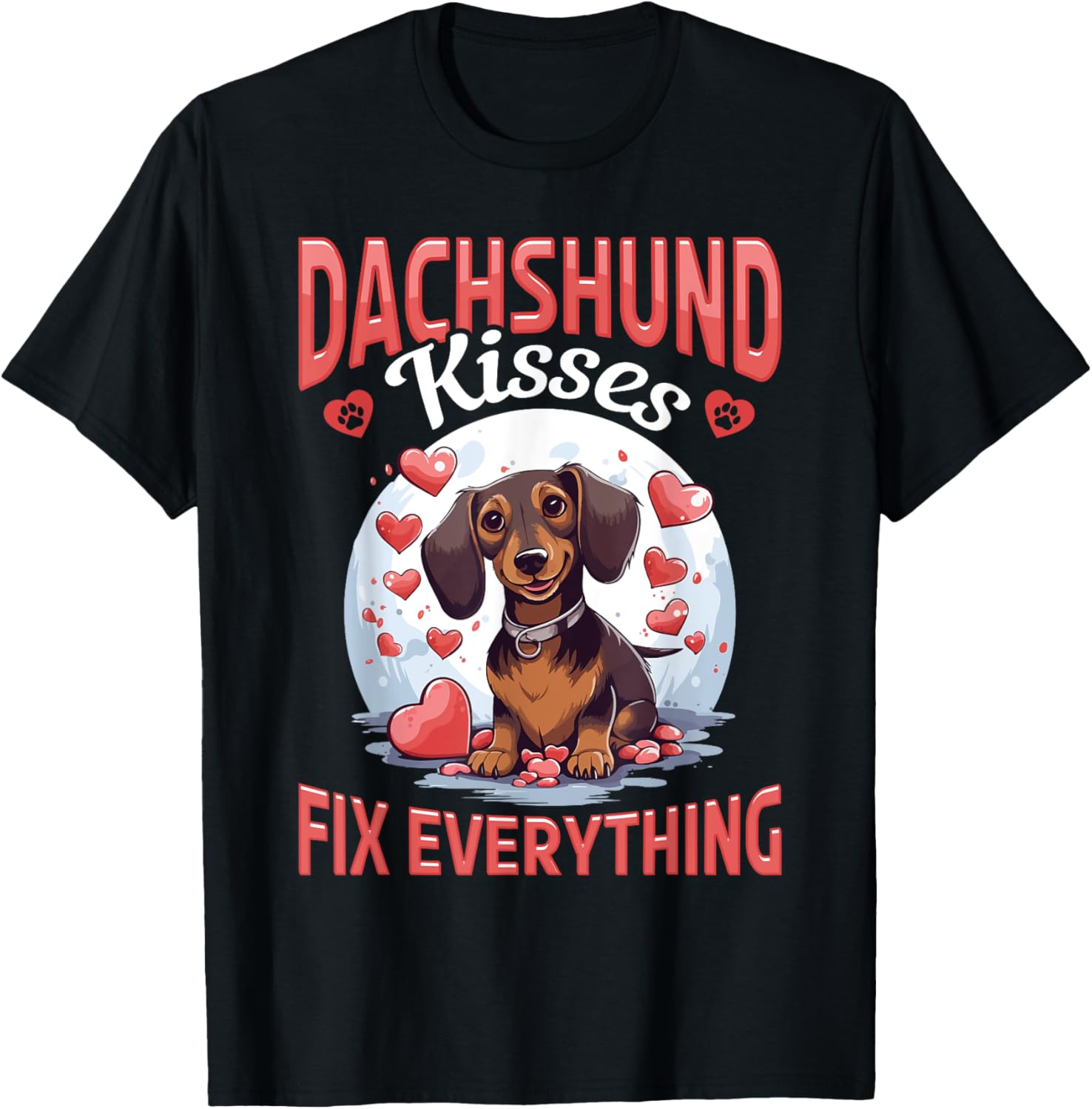 badger wiener sausage dog Dachshund kisses Fix everything Men Women Girls Kids T-Shirt - T-Shirt | Black
