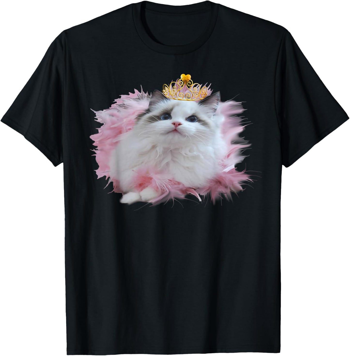 Cute Kitten Crown Princess with tiara apparel for cat lovers T-Shirt - T-Shirt | Black