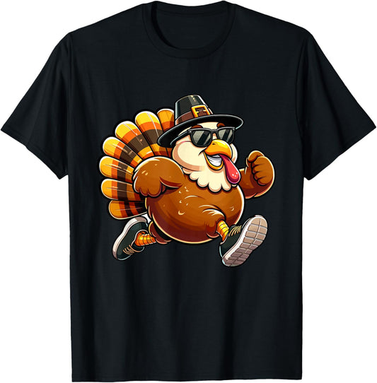 Running Turkey - Turkey Trot Running Thanksgiving T-Shirt - T-Shirt | Black