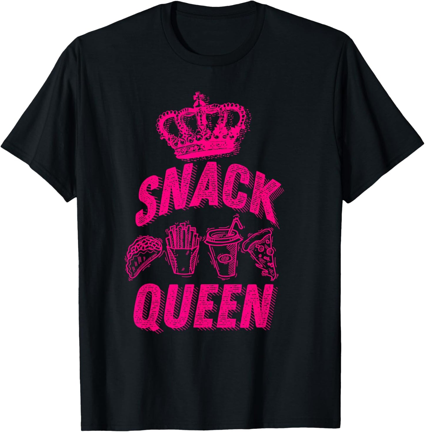 Snack Queen Shirt | Cool I Love Midnight Snack Boy Girl Gift T-Shirt - T-Shirt | Black