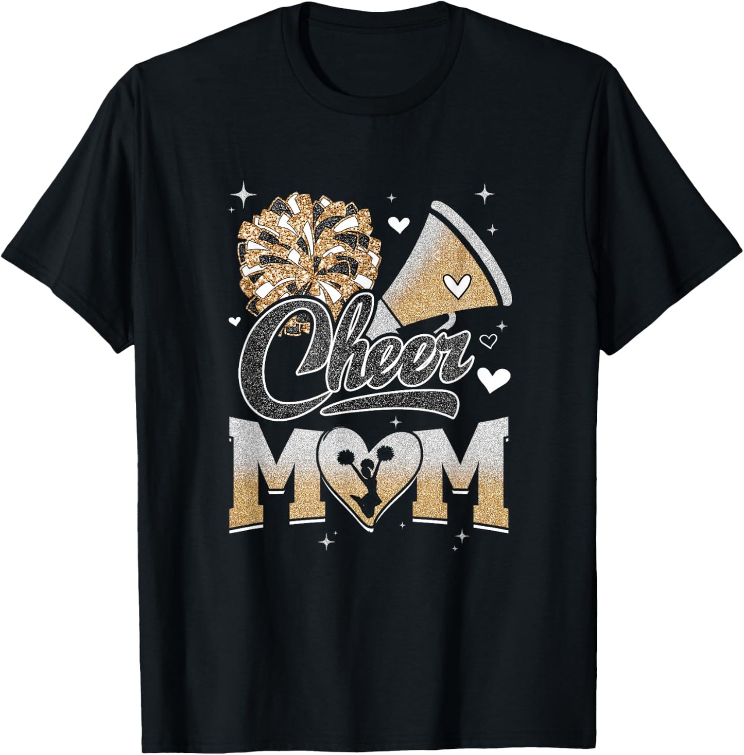 Cheer Mom Cheerleading Football Graphic T-Shirt - T-Shirt | Black