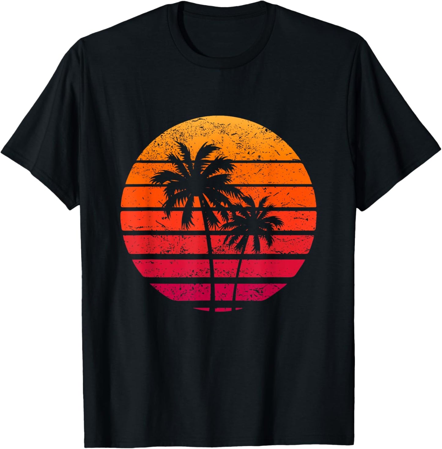 Vintage Strand Urlaub Retro Sonnenuntergang Palmen T-Shirt - T-Shirt | Black