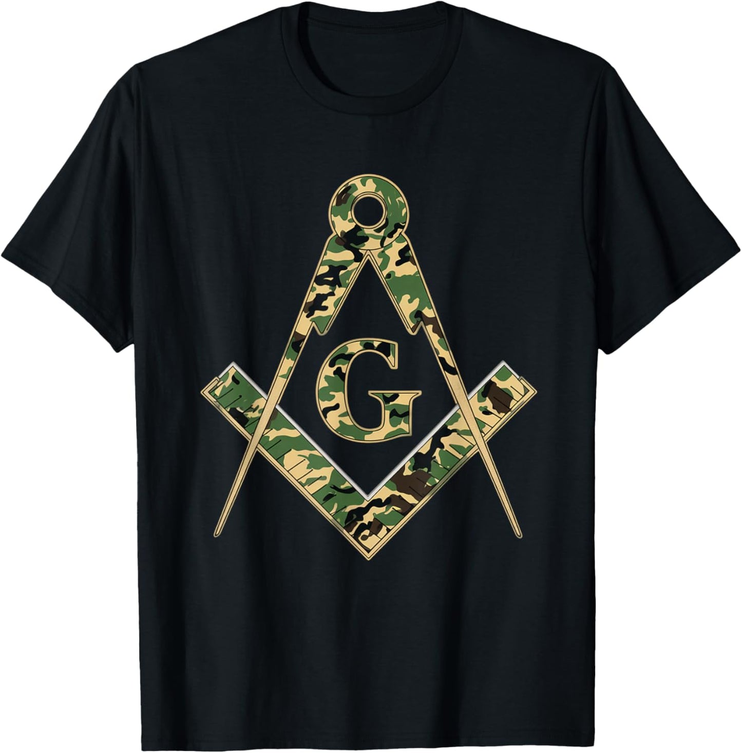 Mason Square Compass Camouflage Masonic T-Shirt - T-Shirt | Black