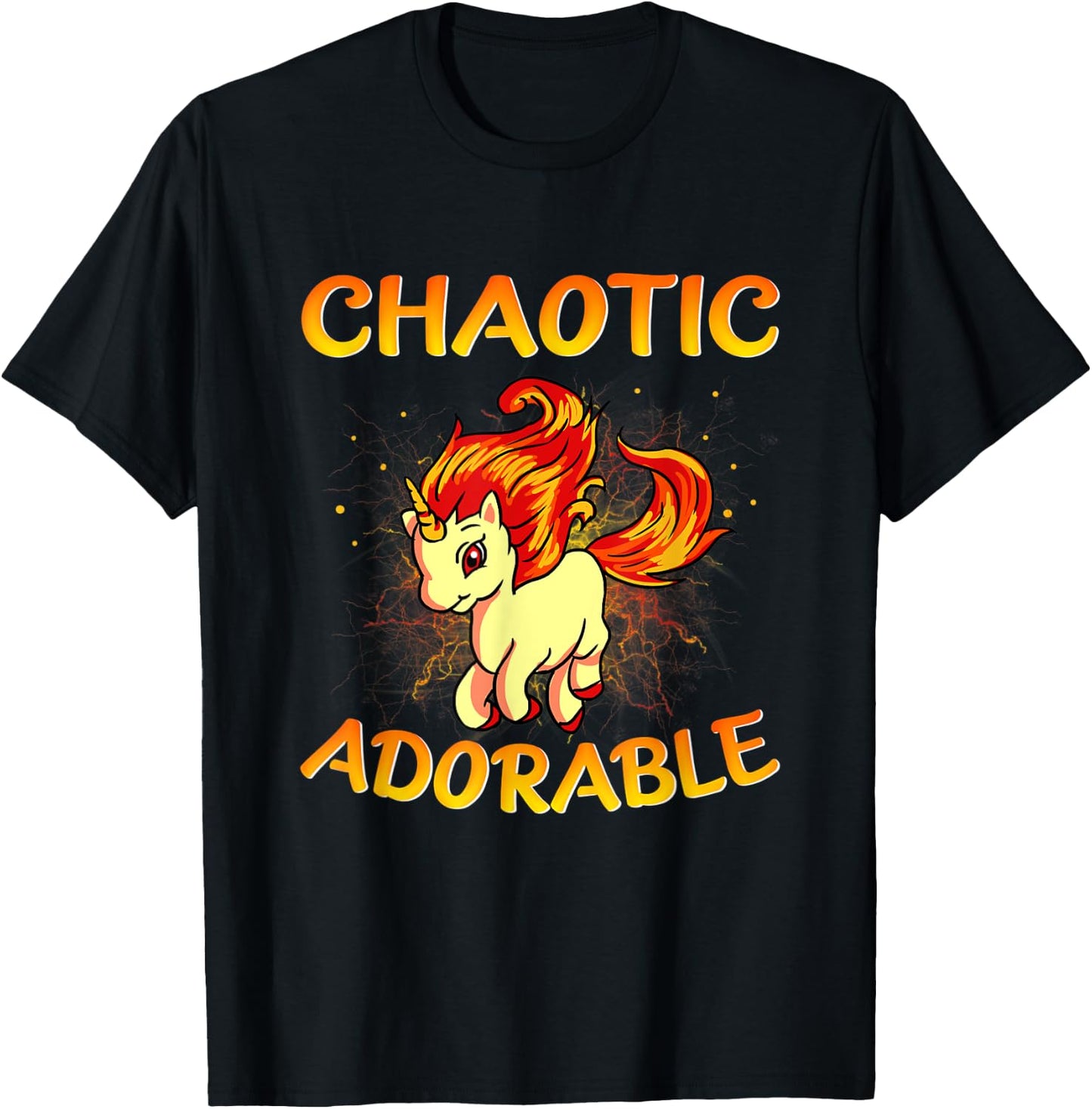 Funny Design for Unicorn Enthusiasts Chaotic Adorable T-Shirt - T-Shirt | Black