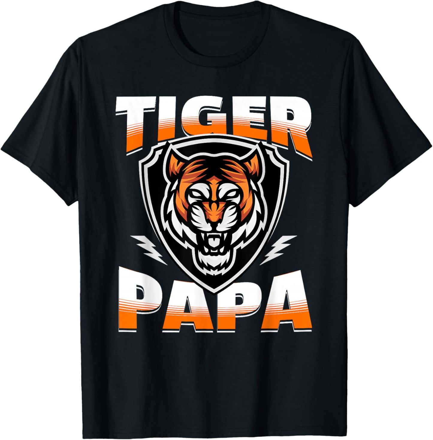 Tiger Papa Game Day Print for Grandpa with Tigers Mascot T-Shirt - T-Shirt | Black