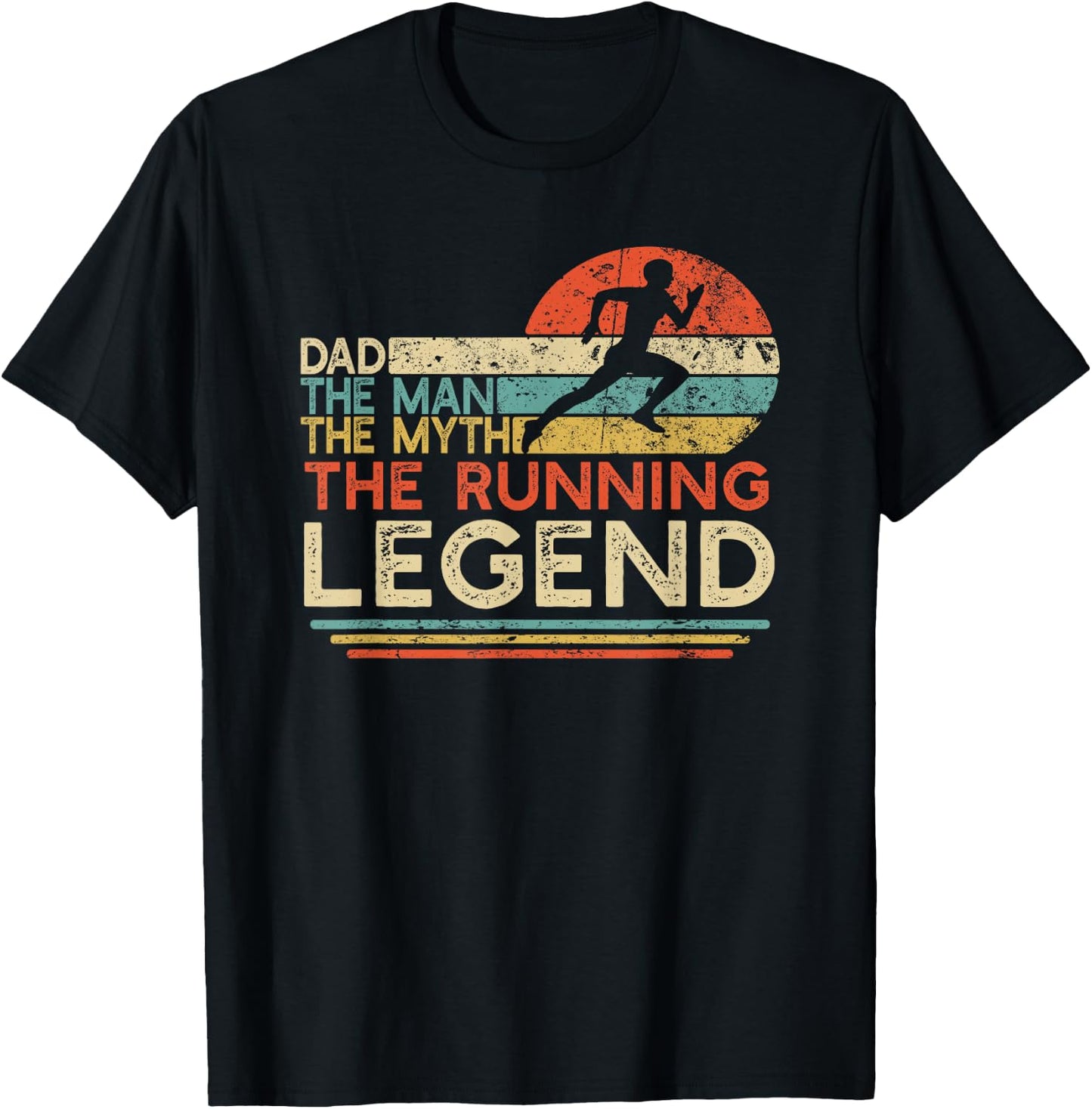 Vintage Running Dad The Man The Myth The Legend Runner Gift T-Shirt - T-Shirt | Black