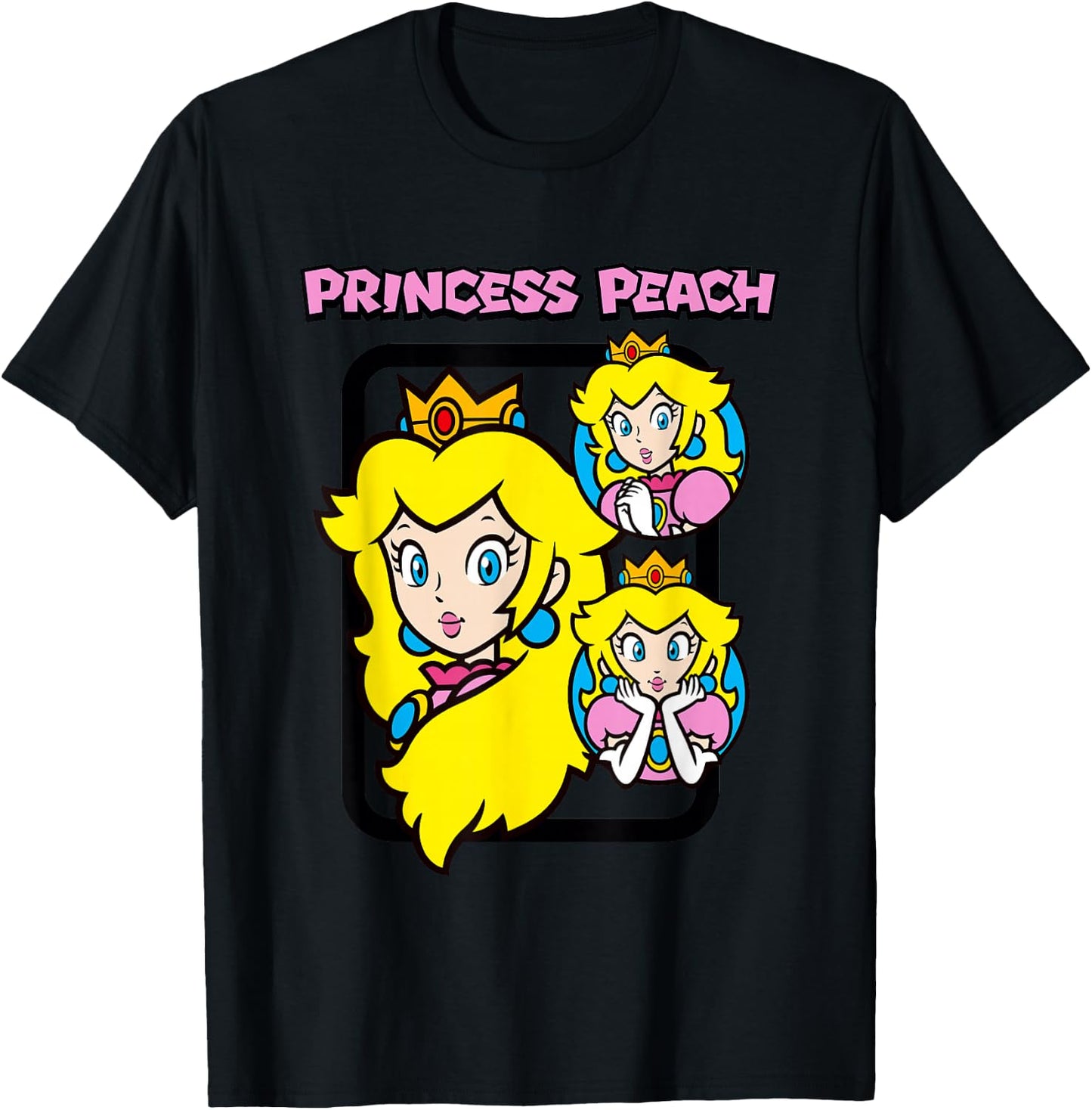 Super Mario Bros Princess Peach Power Up Vintage T-Shirt - T-Shirt | Black