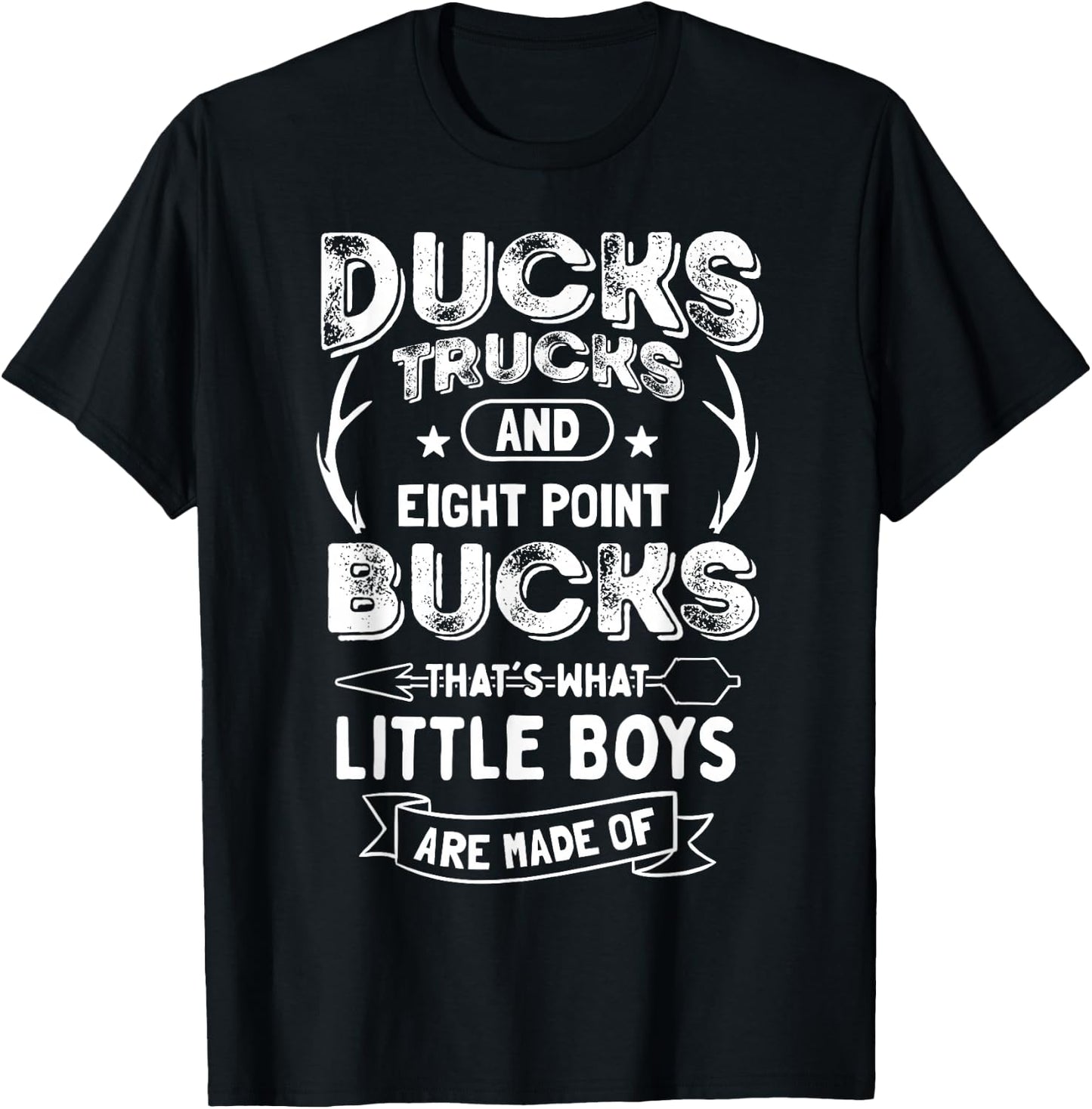 Youth Hunting Ducks trucks bucks Deer hunting funny T-Shirt - T-Shirt | Black