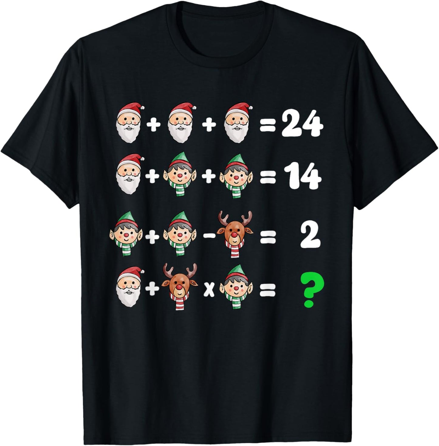 Order of Operations Quiz Christmas Math Teacher Xmas Math T-Shirt - T-Shirt | Black