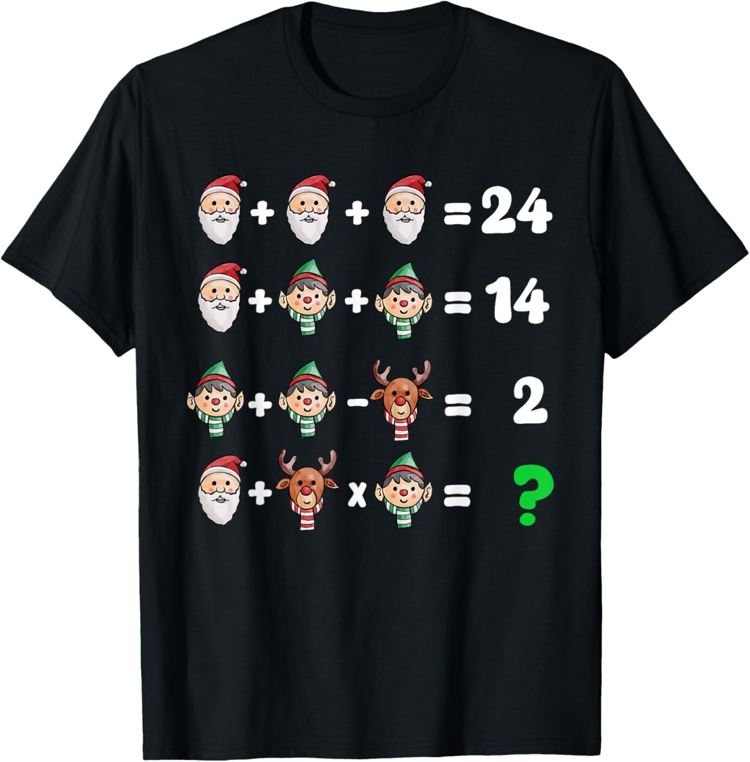 Order of Operations Quiz Christmas Math Teacher Xmas Math T-Shirt - T-Shirt | Black