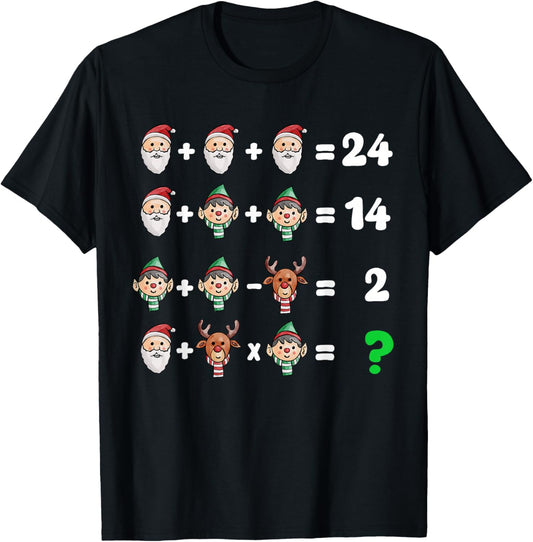 Order of Operations Quiz Christmas Math Teacher Xmas Math T-Shirt - T-Shirt | Black