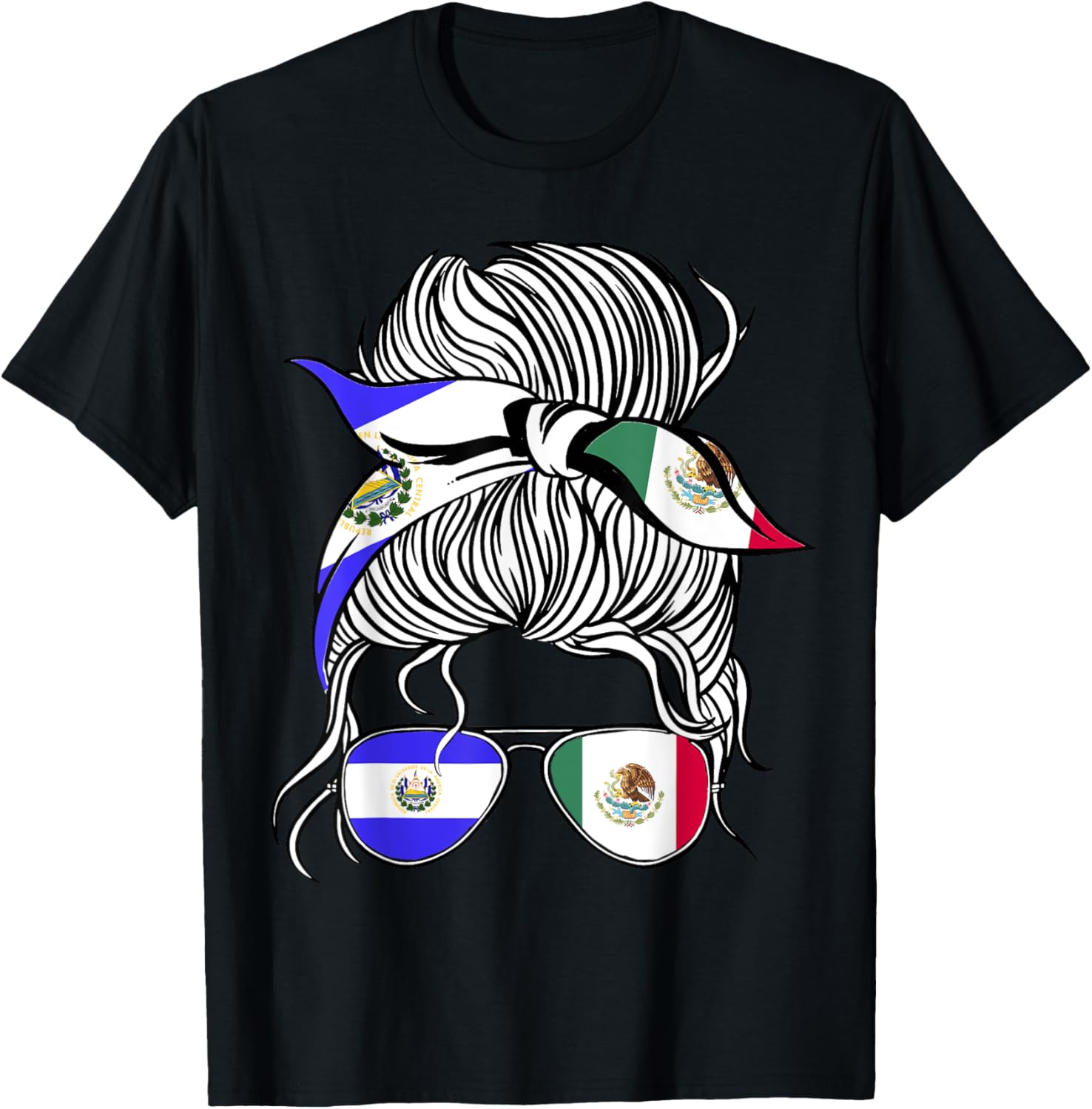 El Salvador Flag Mexico Grown Women Girl Country T-Shirt - T-Shirt | Black