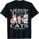 Jesus is My Savior Cats Are My Therapy Christians Cat Lover T-Shirt - T-Shirt | Black