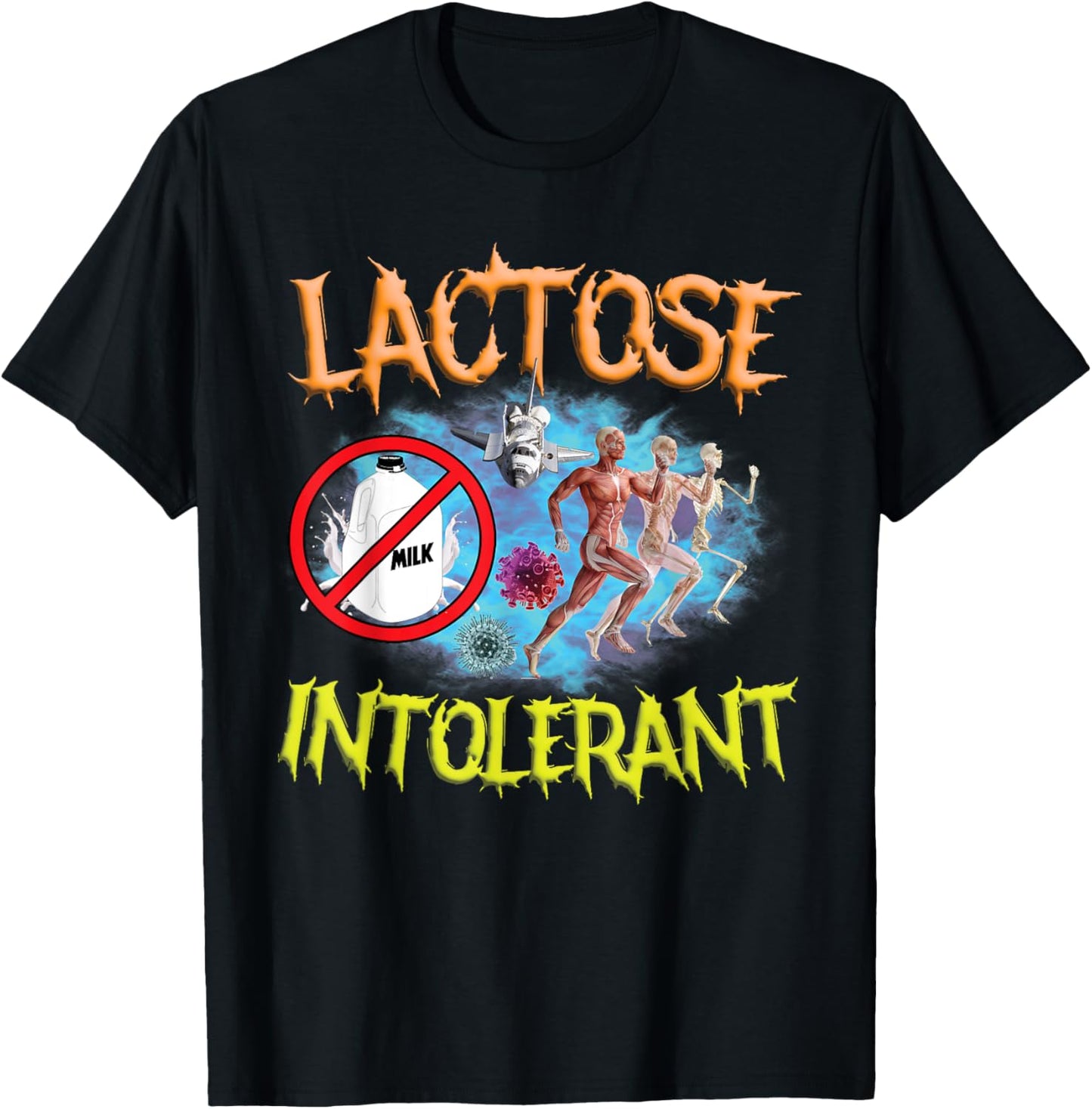 Lactose Intolerant Ironic Sarcastic Funny Humor Cringe Meme T-Shirt - T-Shirt | Black