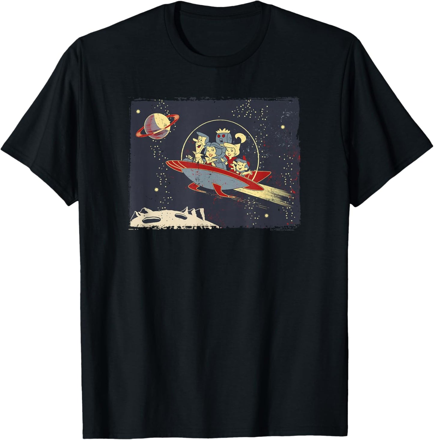 WB100 The Jetsons Retro Pop Vintage Future Group Panel T-Shirt - T-Shirt | Black