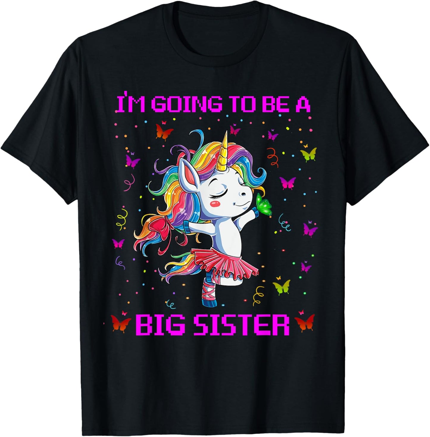 I'm Going To Be A Big Sister 2021 Unicorn T-Shirt - T-Shirt | Black