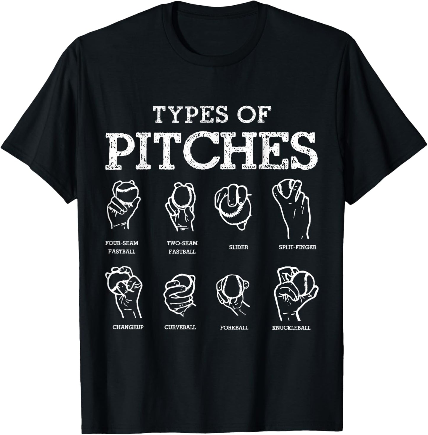 Types Of Pitches Softball Baseball Team Sport T-Shirt - T-Shirt | Black