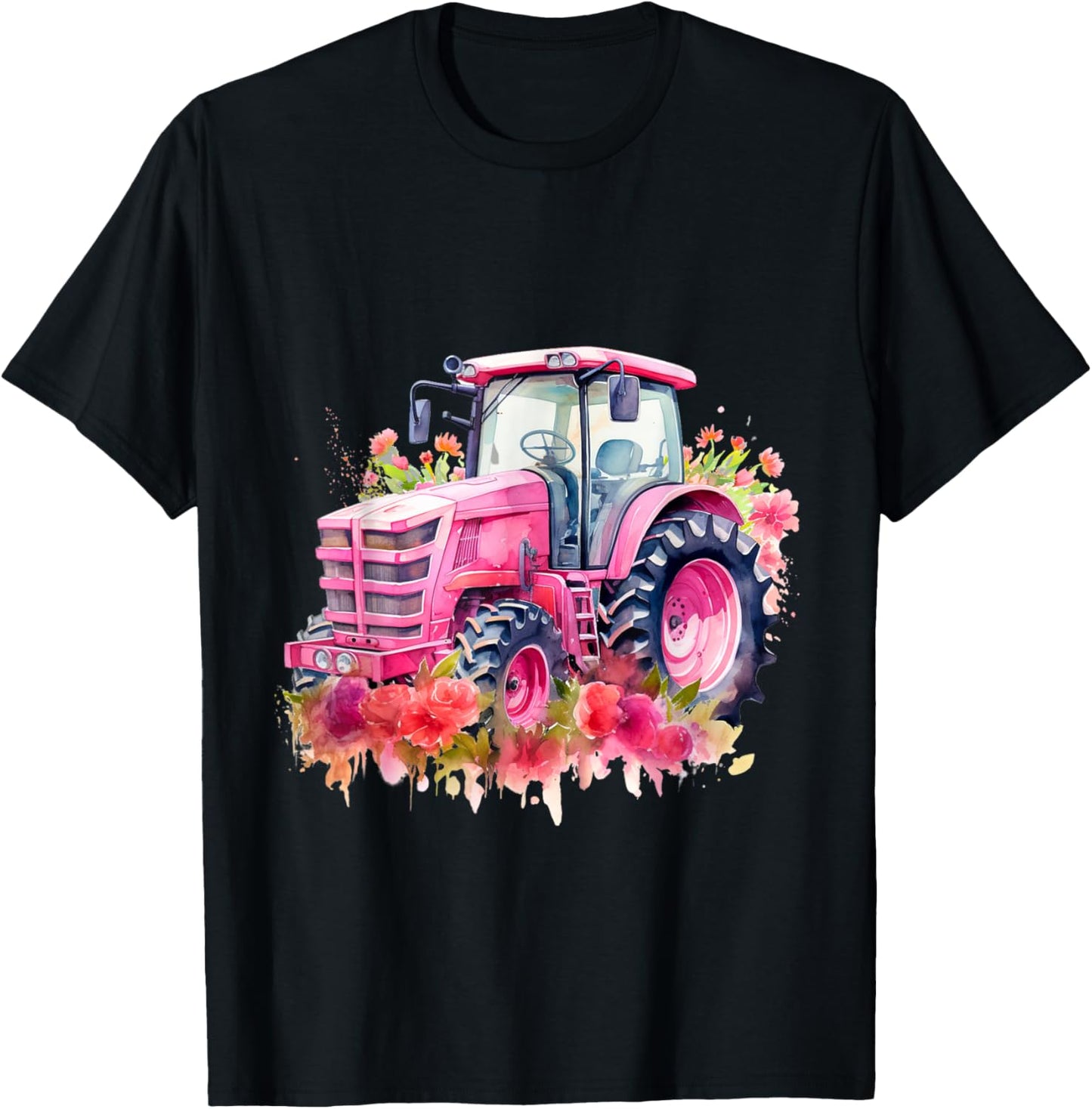 Farm Girl Pink Tractor Women design T-Shirt - T-Shirt | Black