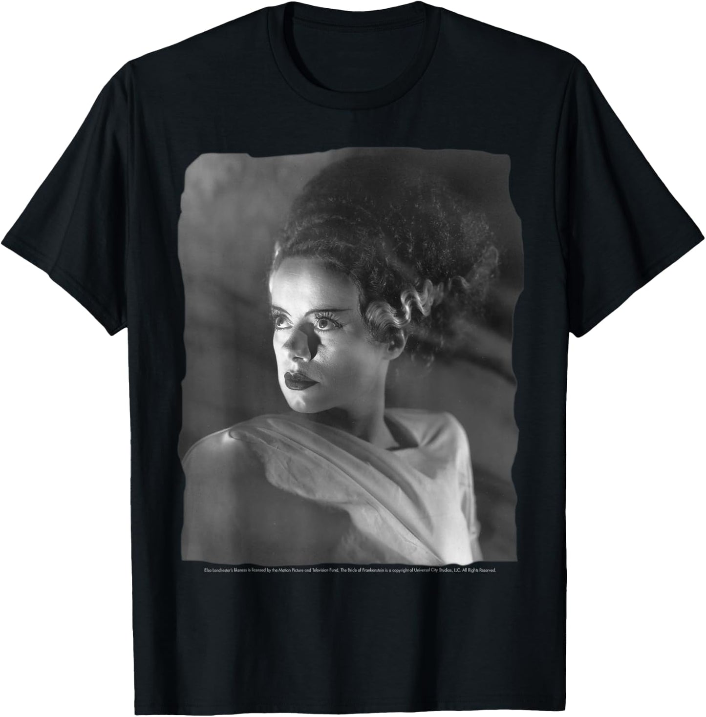Universal Monsters Bride Of Frankenstein Classic Portrait T-Shirt - T-Shirt | Black