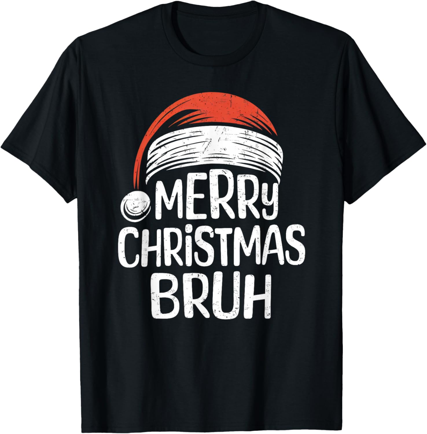 Merry Christmas Bruh Santa Meme Funny Saying for Boys Men T-Shirt - T-Shirt | Black