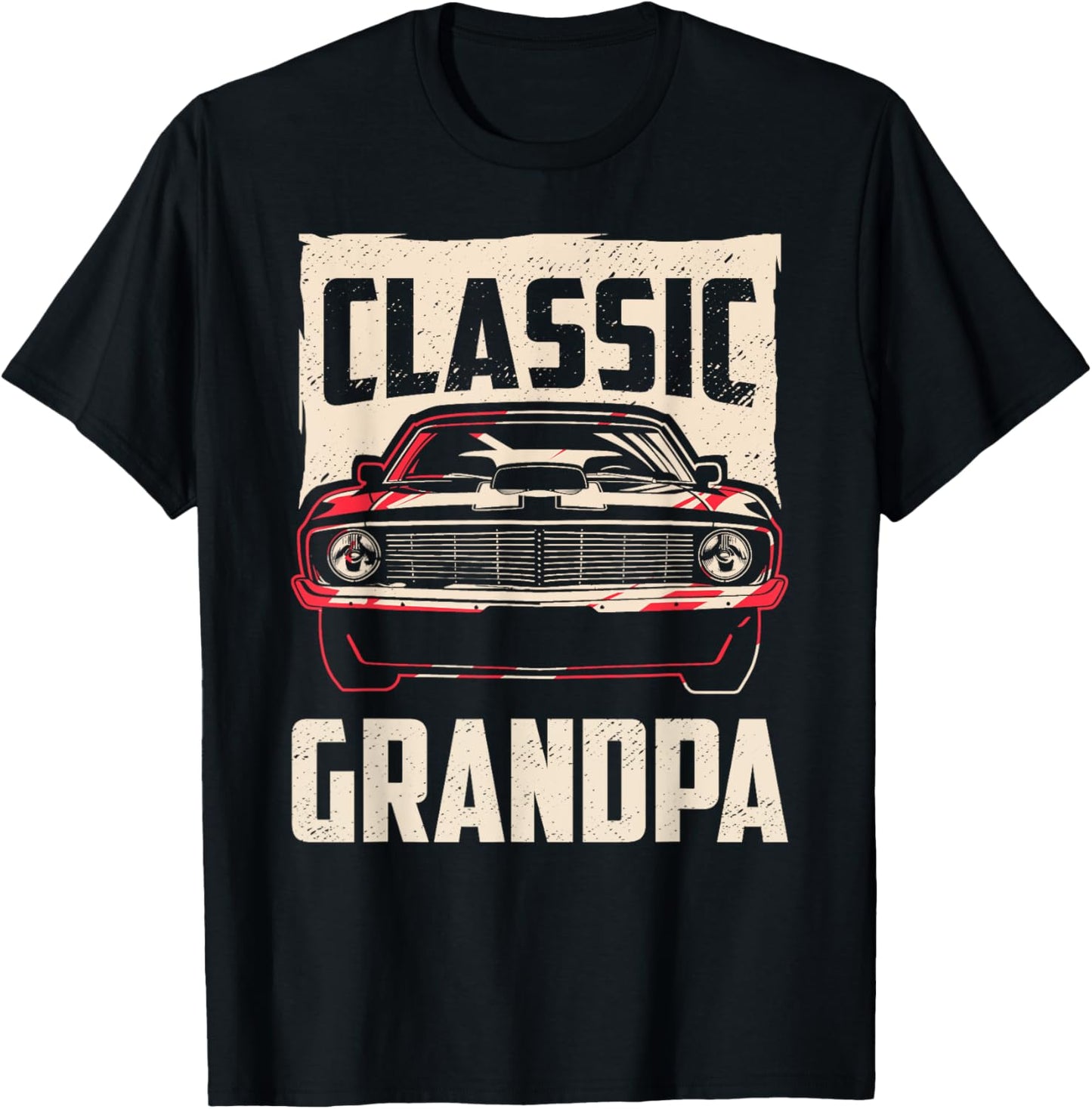 Classic Grandpa Funny Retro Fan Classic Car Lover Vintage T-Shirt - T-Shirt | Black