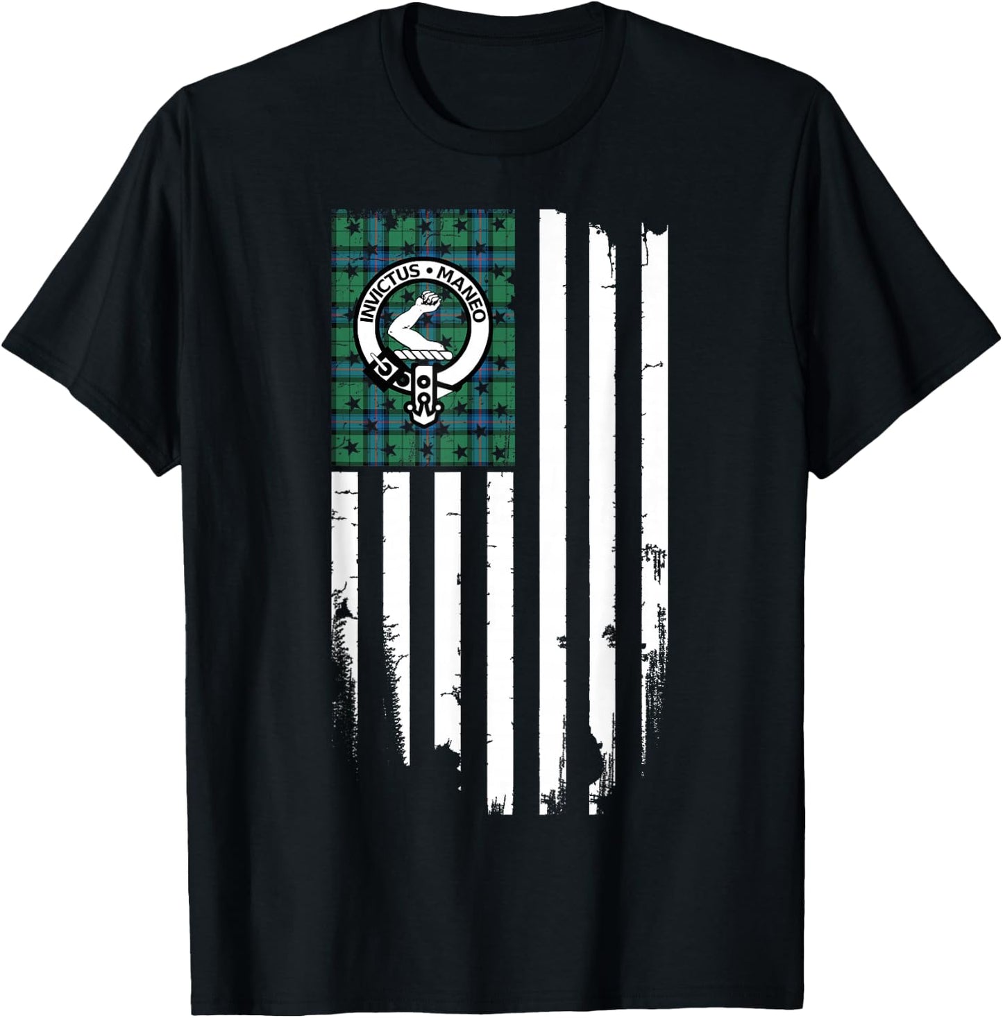Scottish American Armstrong Clan & Stripes Flag T-Shirt - T-Shirt | Black