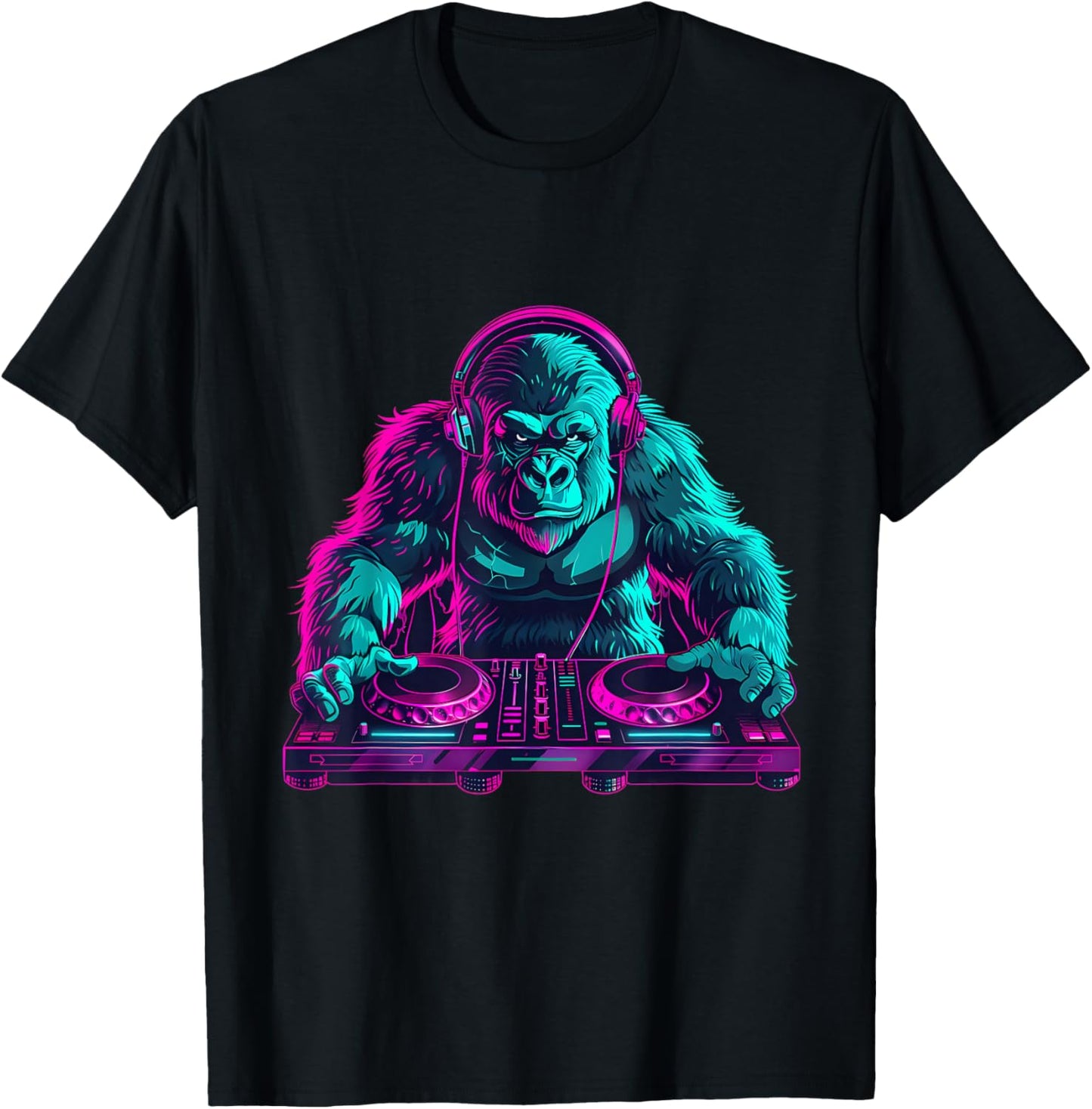 DJ Gorilla EDM Dance Club Gorilla Lover Turntable DJ Gorilla T-Shirt - T-Shirt | Black