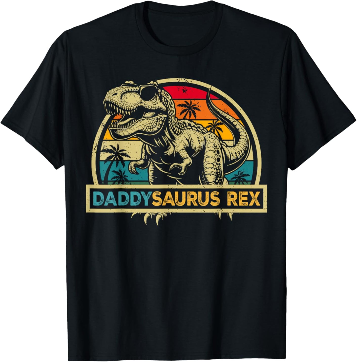 Daddysaurus Rex Dinosaur Daddy Saurus Rex Family Matching T-Shirt - T-Shirt | Black