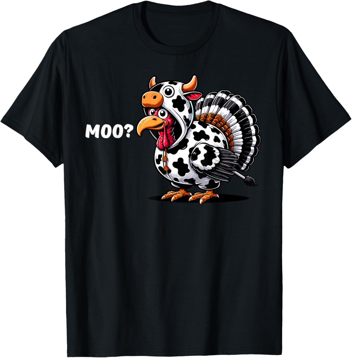 Turkey Moo Funny Thanksgiving T-Shirt - T-Shirt | Black