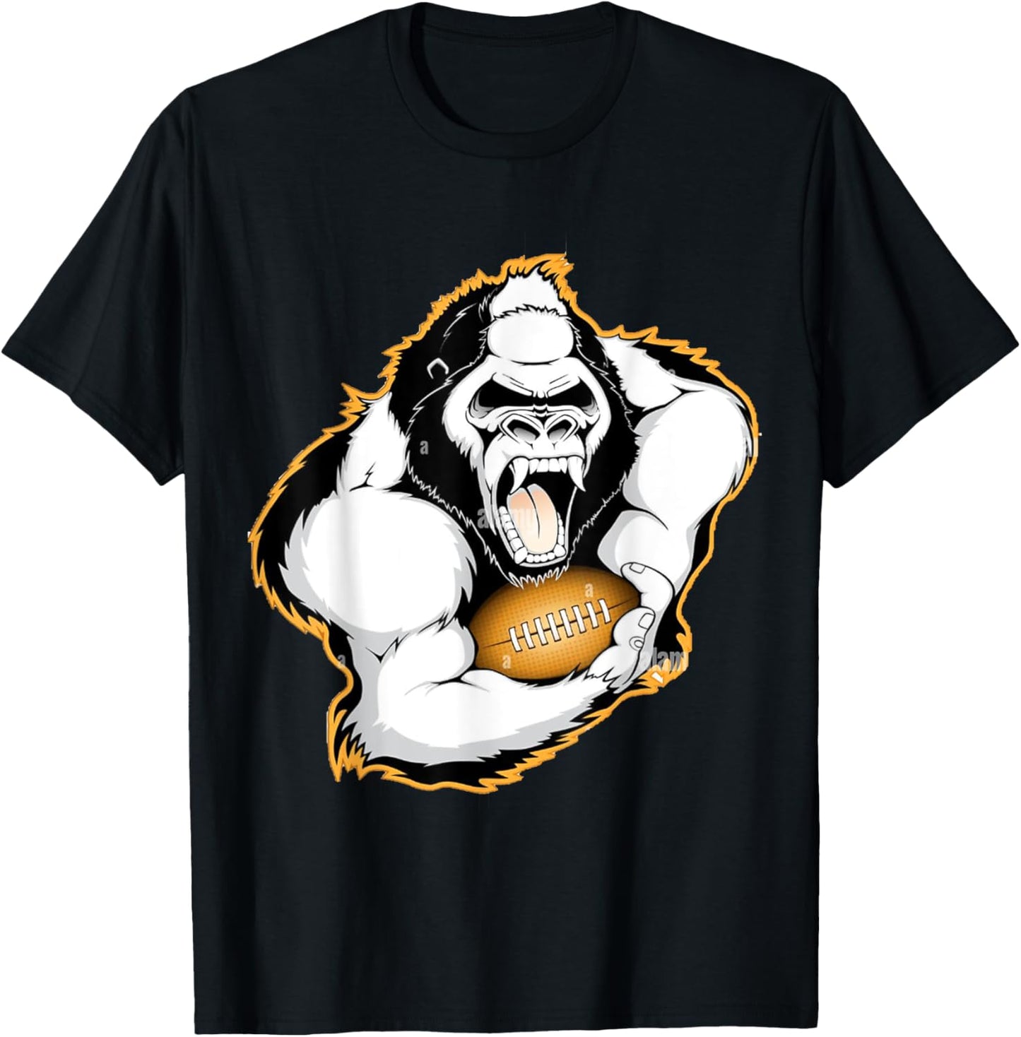Gorilla Playing Football T-Shirt - T-Shirt | Black