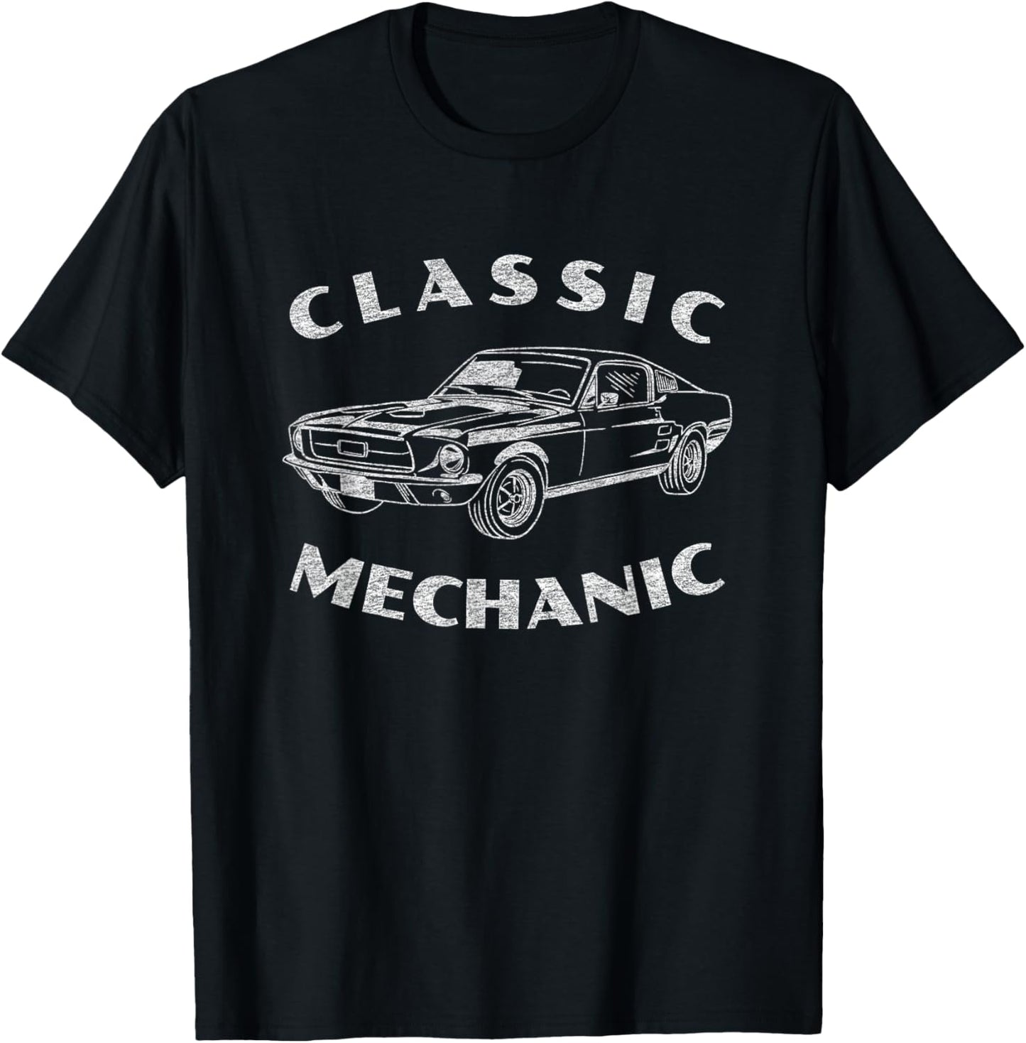 Funny Mechanic Classic Car Graphic T-Shirt - T-Shirt | Black