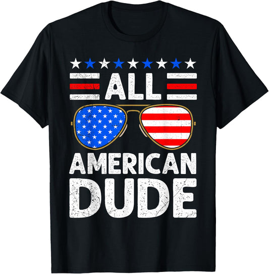 All American Boy Independence Day USA Party Dude Patriots T-Shirt - T-Shirt | Black