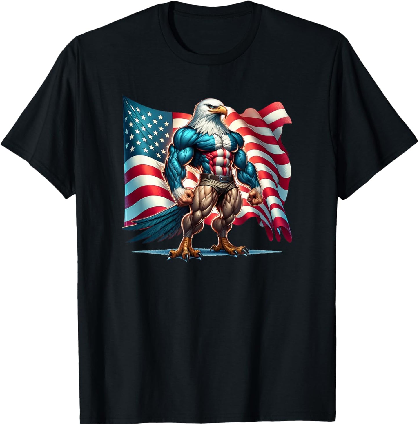 USA American Flag Bald Eagle Freedom Patriotic 4th of July T-Shirt - T-Shirt | Black