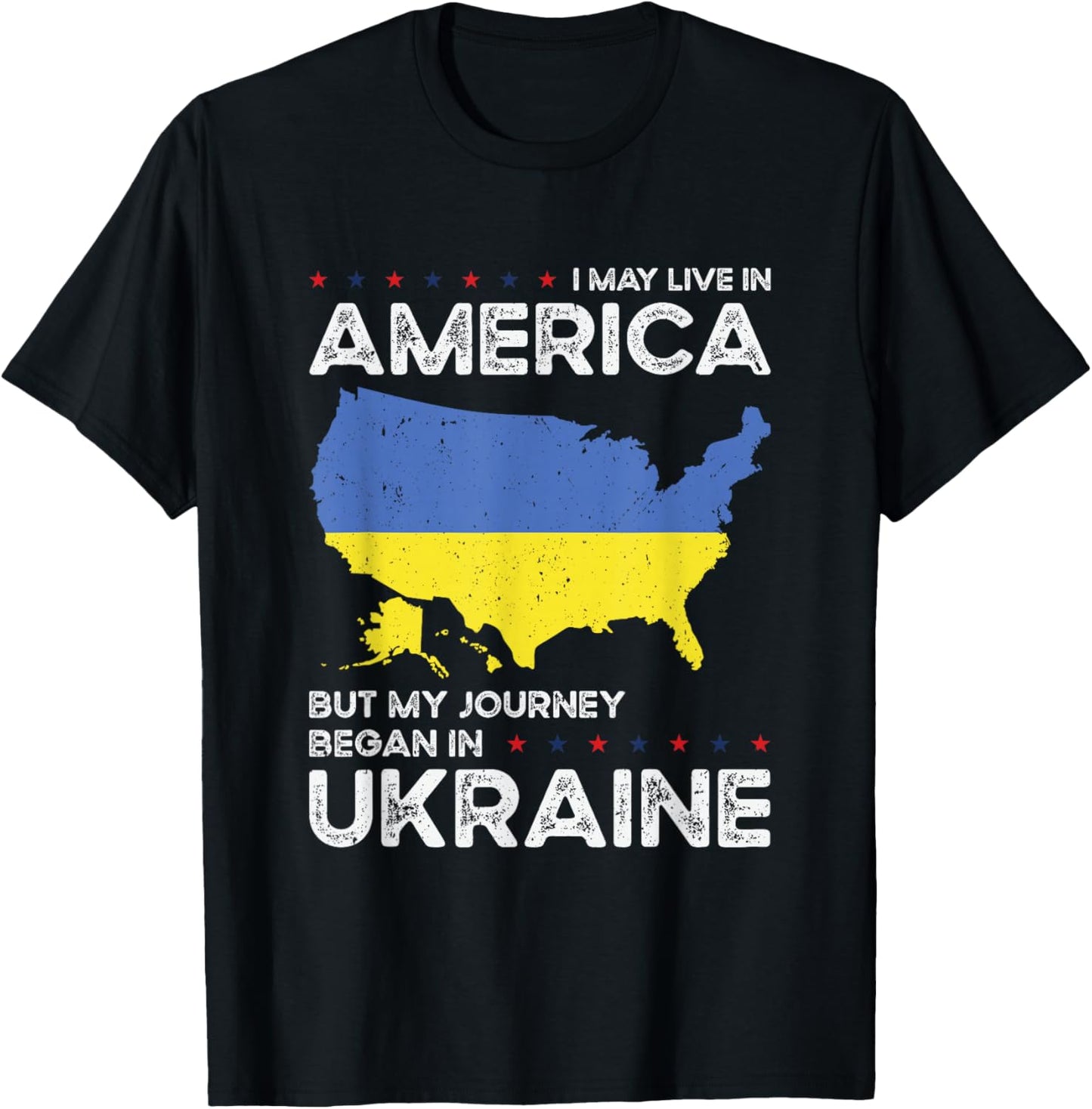 Ukrainian American Patriot USA Grown Ukraine US Flag T-Shirt - T-Shirt | Black