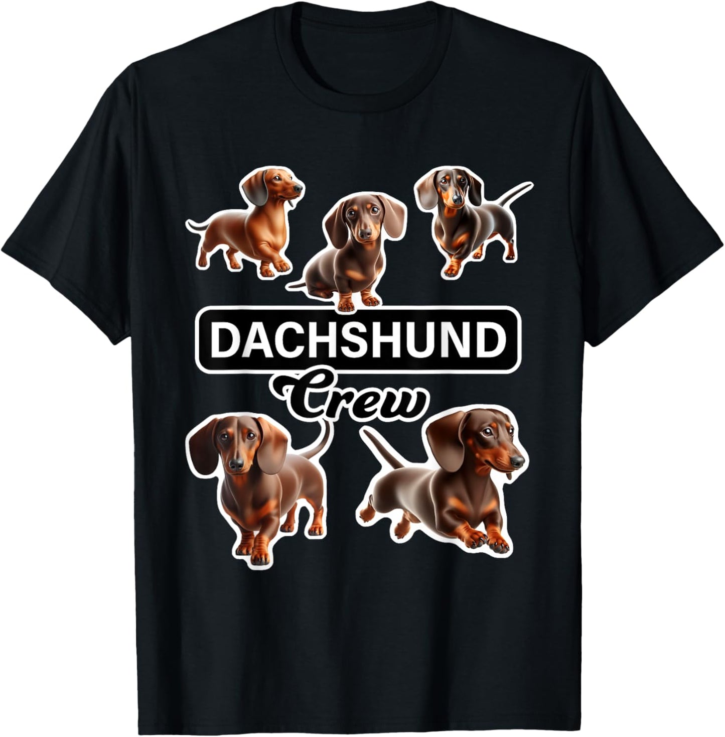 Smooth Dachshund Crew T-Shirt - T-Shirt | Black