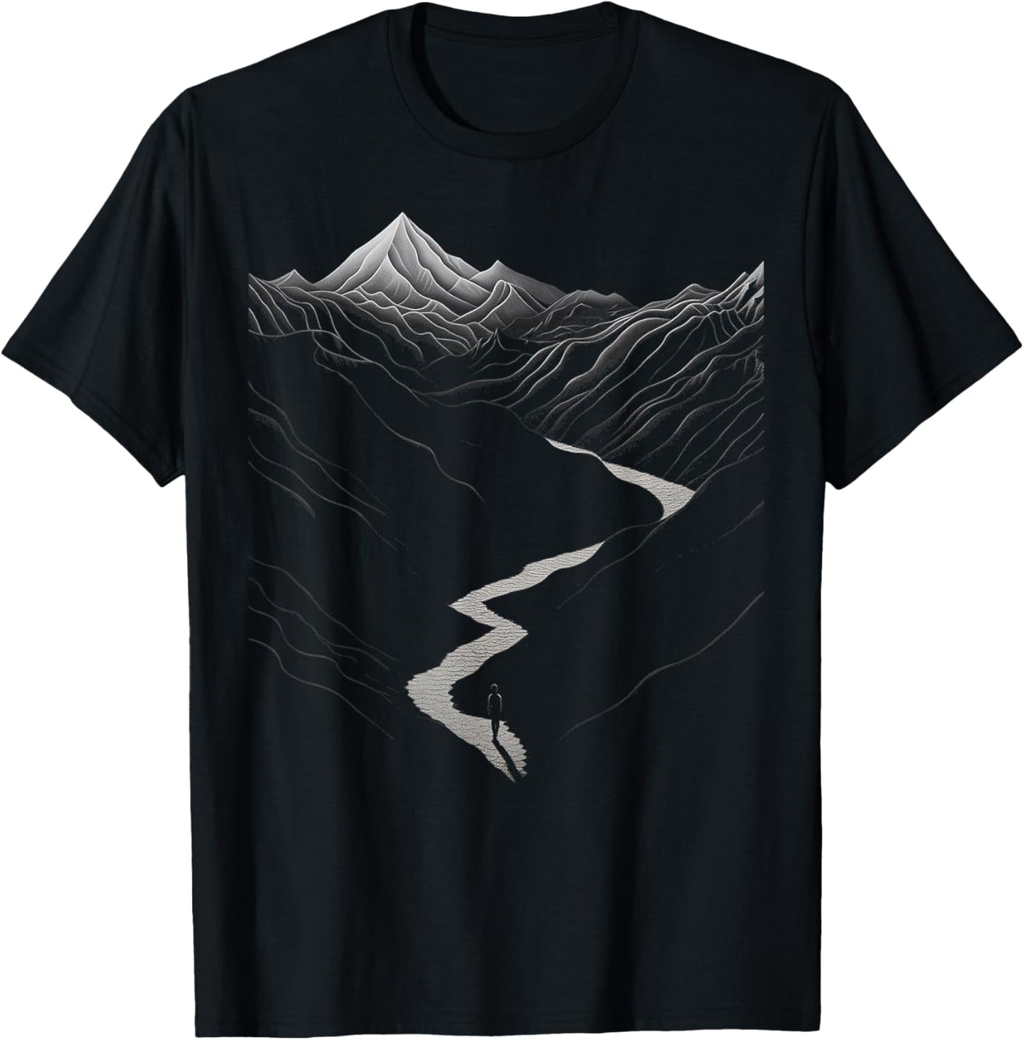 Natur, Zeichnung, Berge, Kunstwerk, Junge, Grafik T-Shirt - T-Shirt | Black
