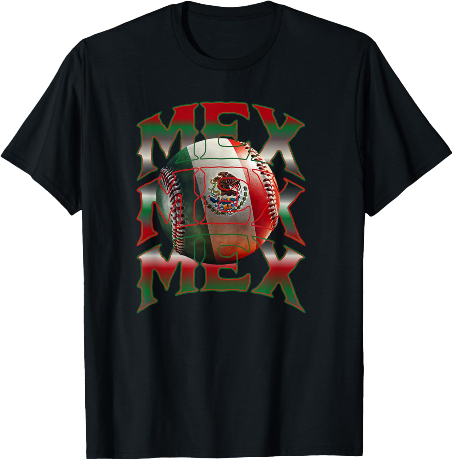 MEX Mexico Baseball Player Mexican Flag Béisbol Liga Team Mx T-Shirt - T-Shirt | Black