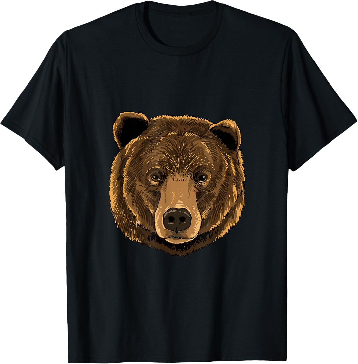 Bear Shirt Grizzly Bear Face Zoo Wild Animal Bear Lovers T-Shirt - T-Shirt | Black