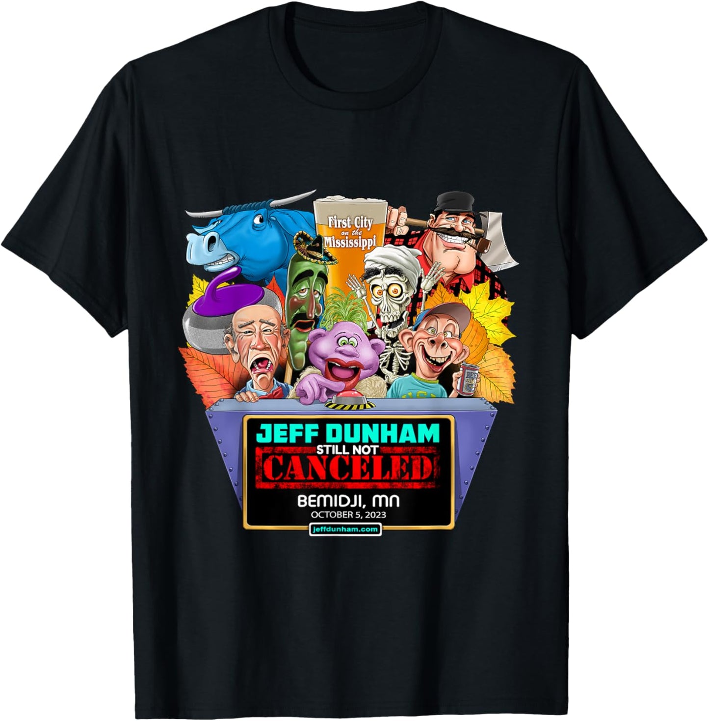 Jeff Dunham Bemidji, MN (2023) T-Shirt - T-Shirt | Black