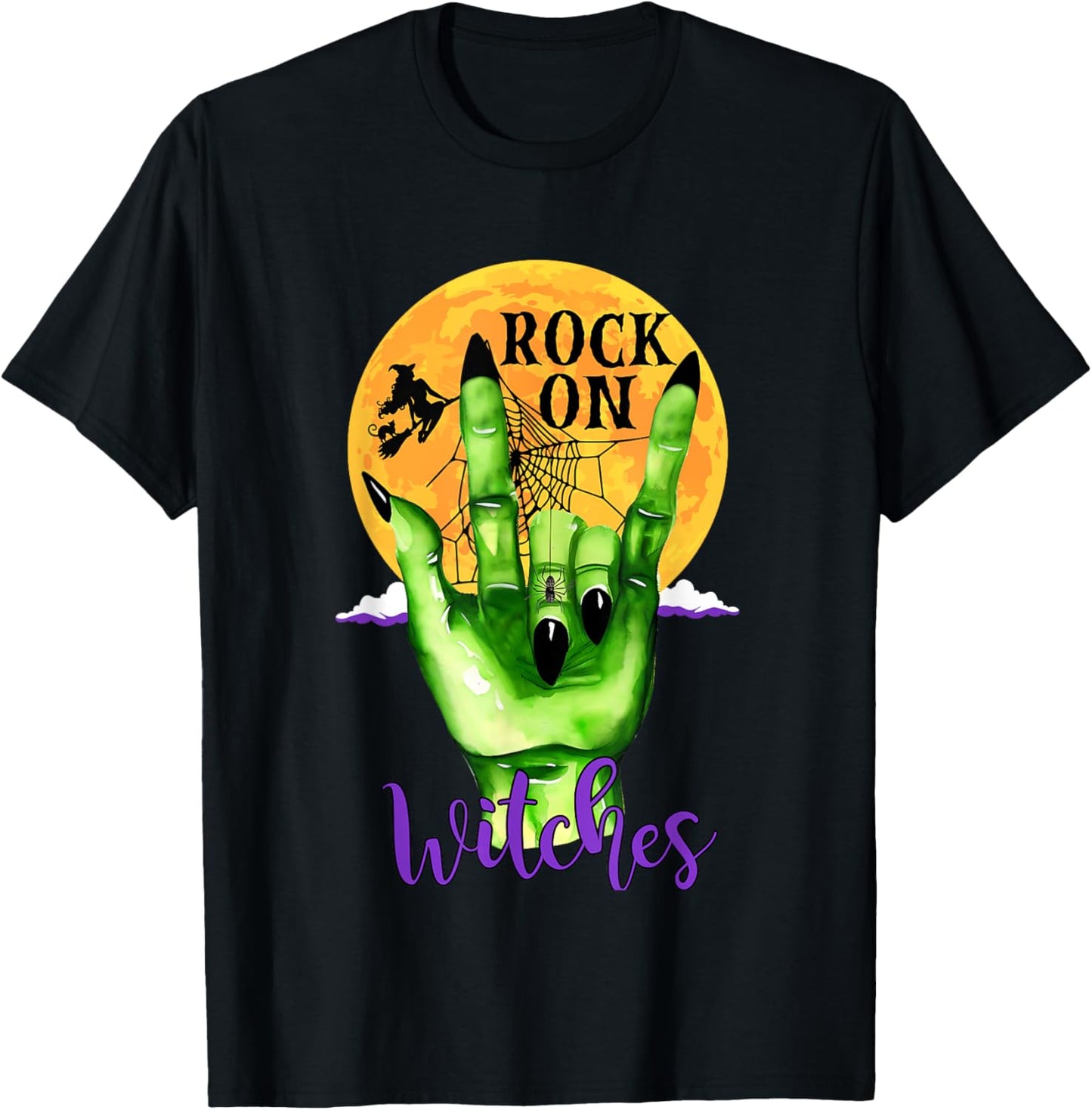 Rock On Witches - Funny Women's Witch Halloween Costume T-Shirt - T-Shirt | Black
