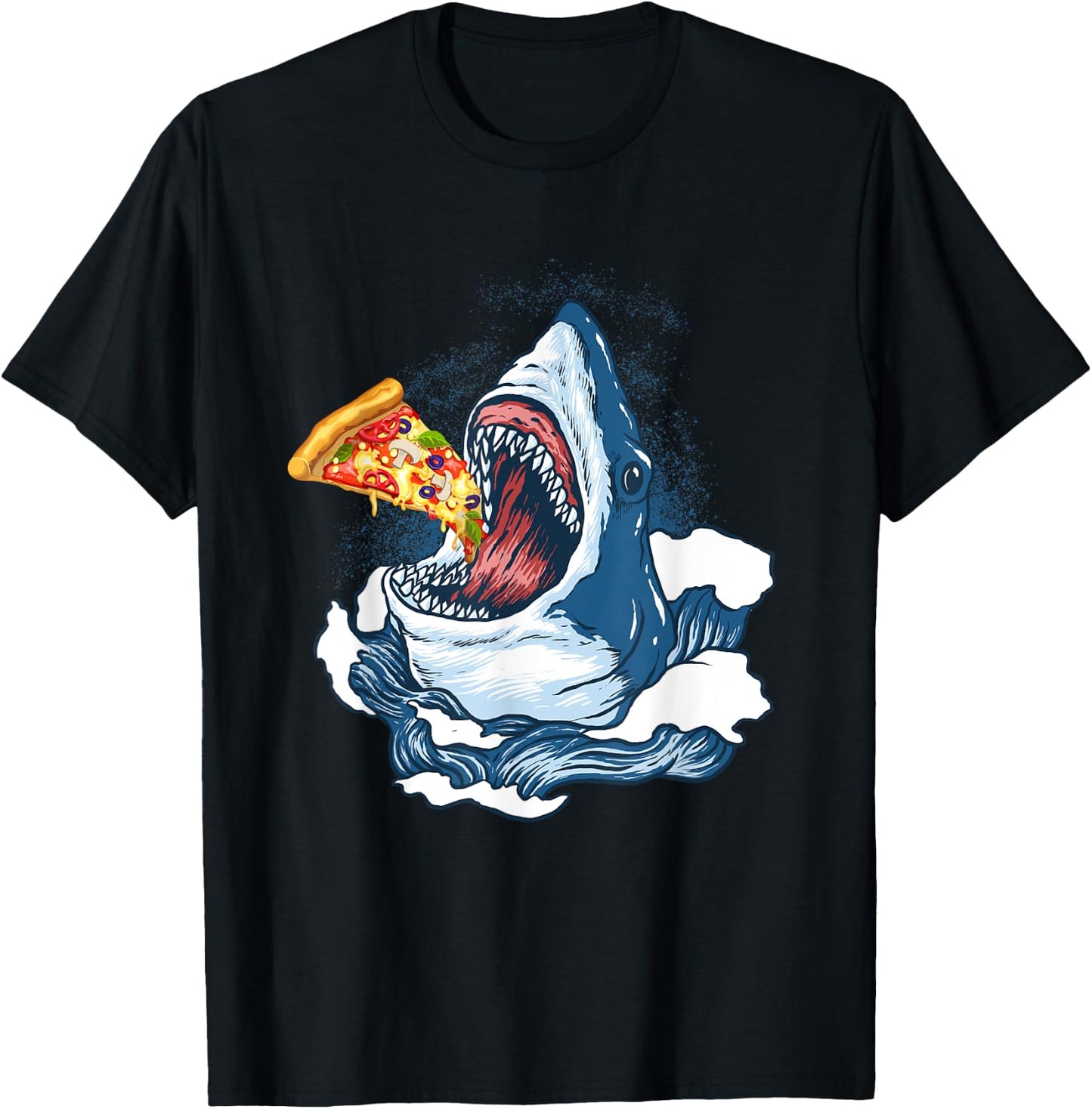 Shark Eating Pizza Shark Merchandise Jaws T-Shirt - T-Shirt | Black