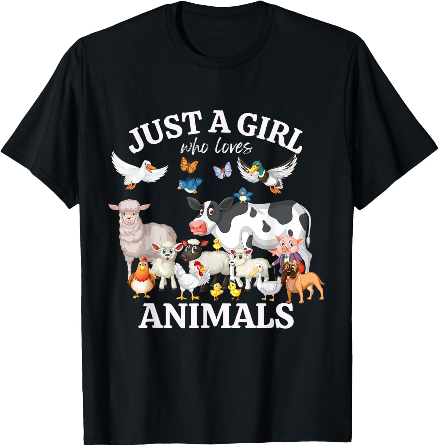 Just a Girl Who Loves Animals for Girls Who Love Animals T-Shirt - T-Shirt | Black