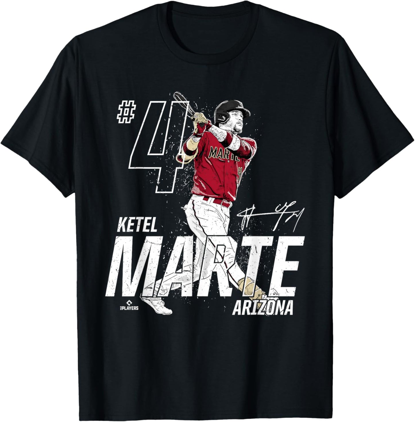 Dynamic Pose Ketel Marte Arizona Baseball MLBPA T-Shirt - T-Shirt | Black