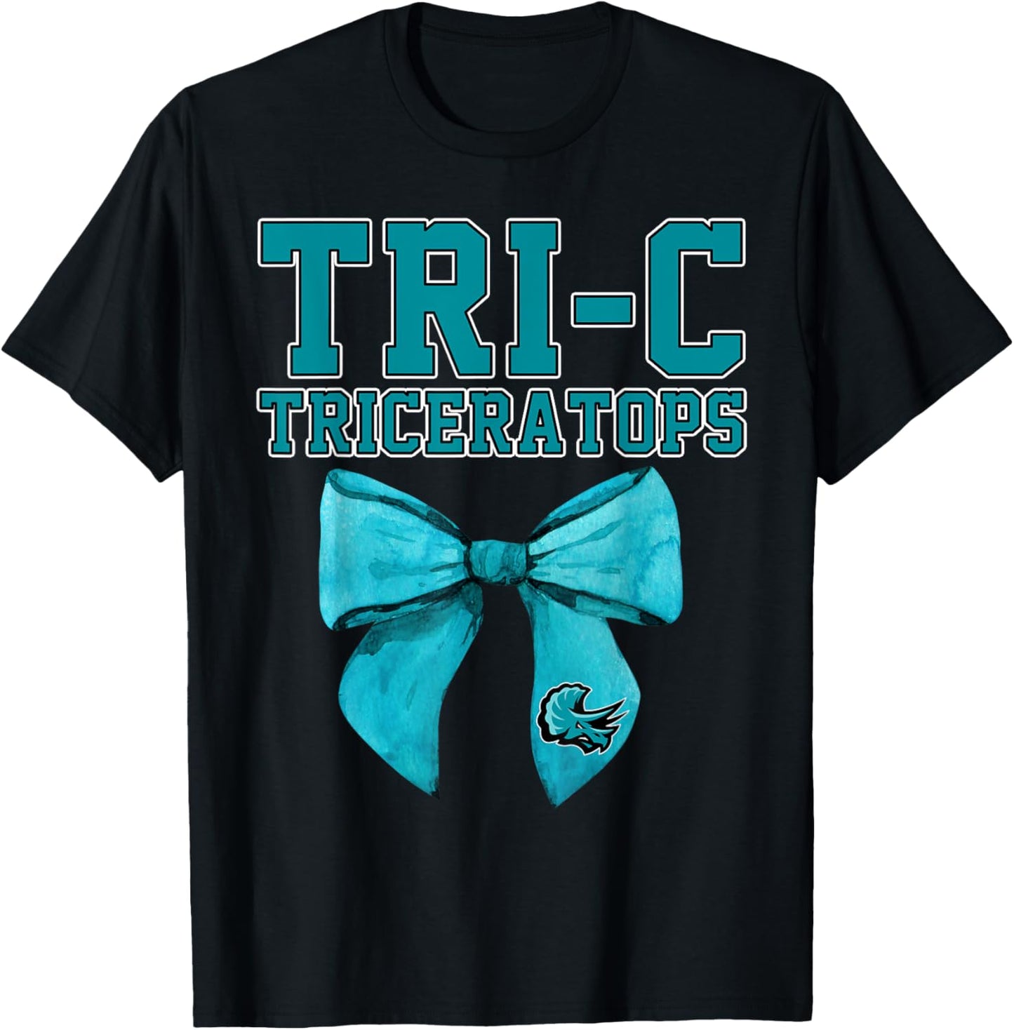 Tri-C TriceratopsCuyahoga Community College Bow Vintage T-Shirt - T-Shirt | Black