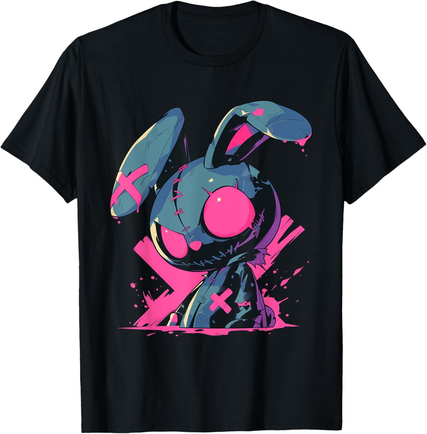Goth Bunny Doll Cute E-Girl Gothic Outfit Grunge T-Shirt - T-Shirt | Black