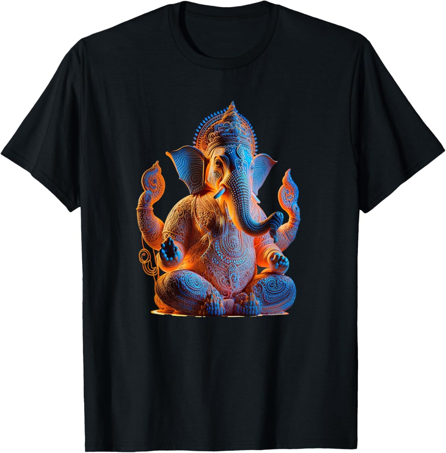 Ganesh Elephant Hindu God Yoga Spiritual Ganesha Meditation T-Shirt - T-Shirt | Black