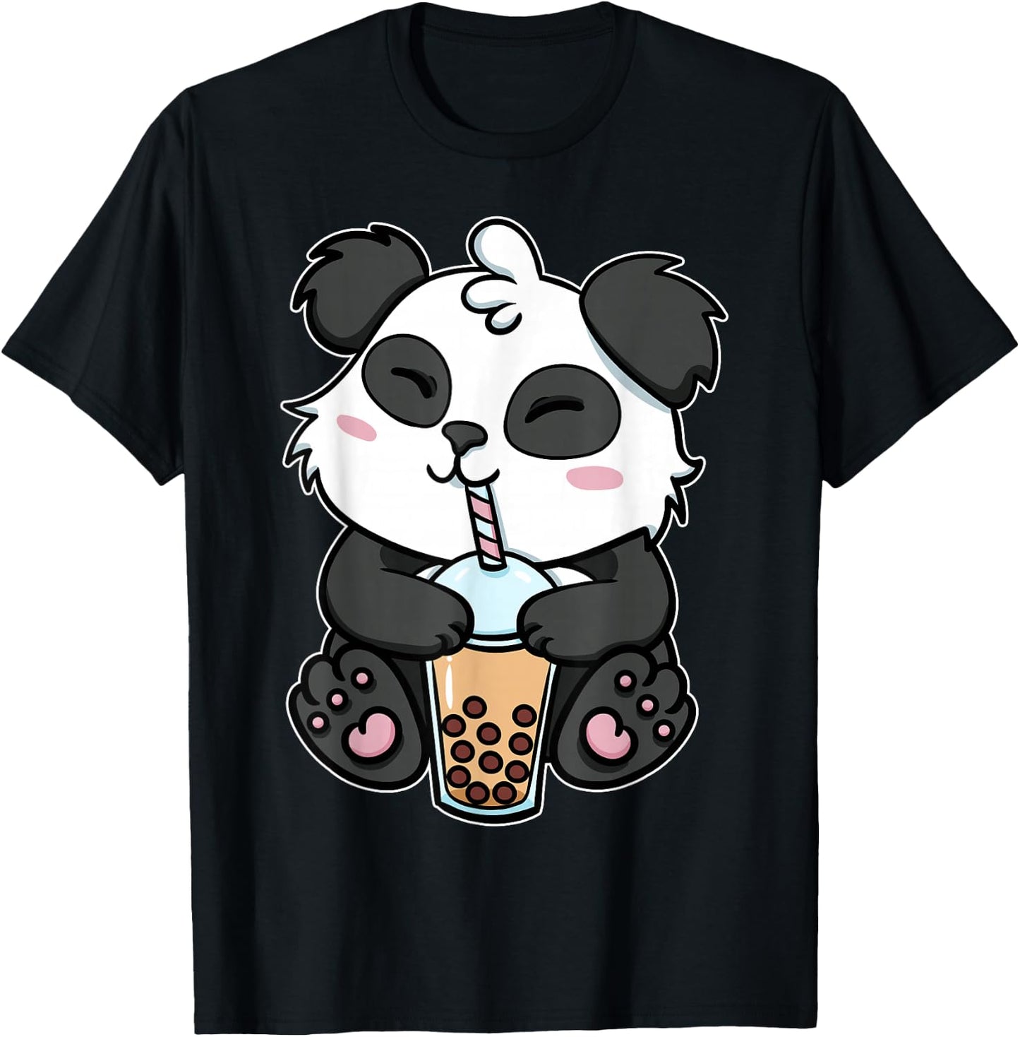 Boba Tapioca Pearls Bubble Milk Tea Drink Panda Lover T-Shirt - T-Shirt | Black