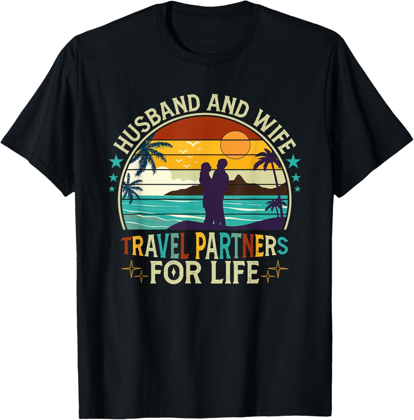Husband And Wife Travel Partners For Life Beach Vacation Men Women T-Shirt - T-Shirt | Black