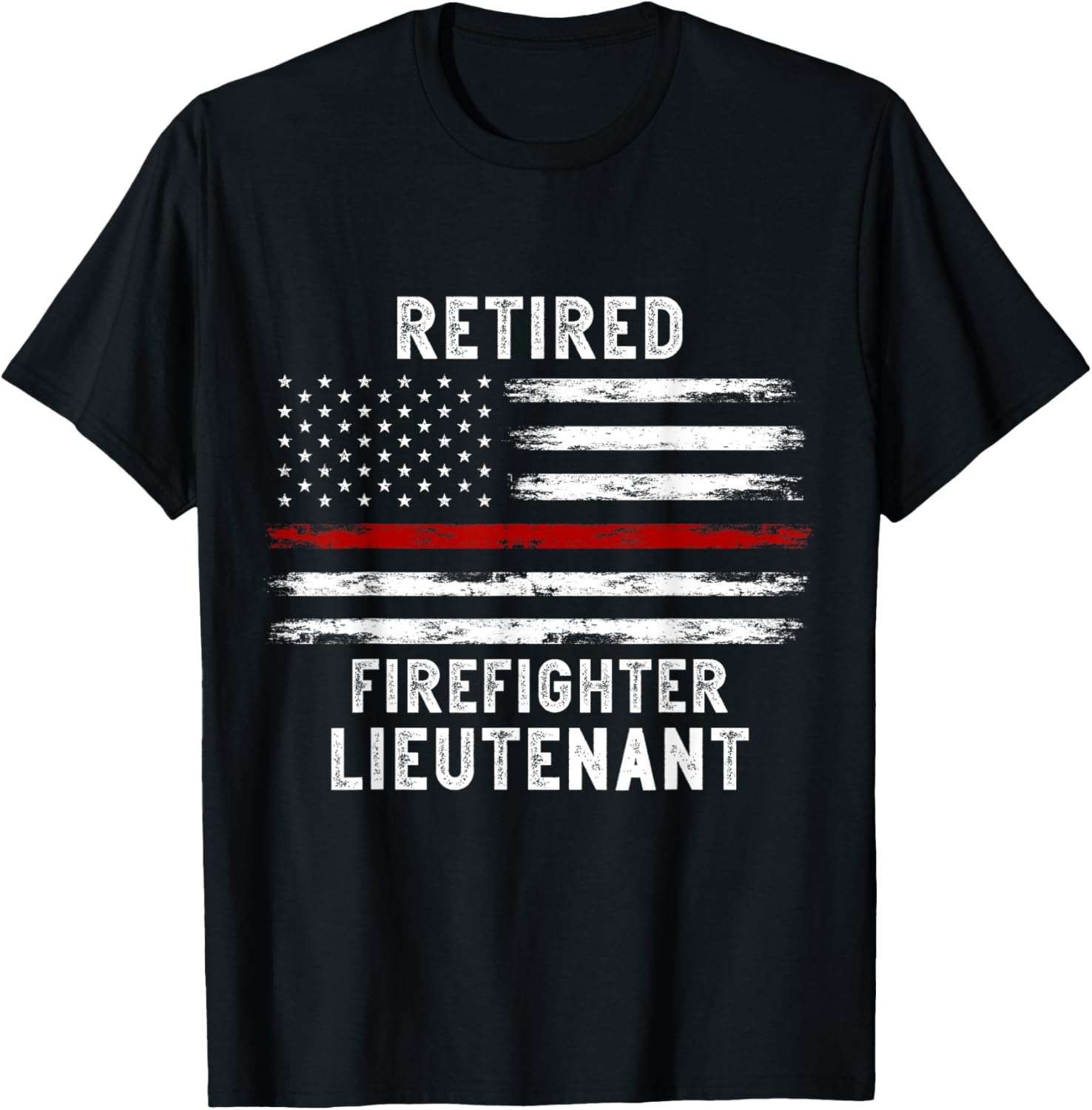 USA flag Retired Fire Lieutenant 2023 Firefighter Retirement T-Shirt - T-Shirt | Black